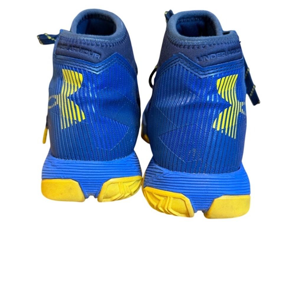 Under Armour Kids Curry 6.5Y Basketball Shoes Blue Yellow Sneakers SC30 High Top - Picture 4 of 11